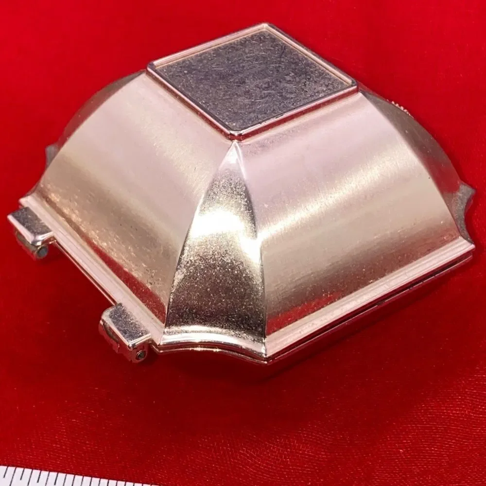 Small square metal trinket box with hinged lid with no makers mark